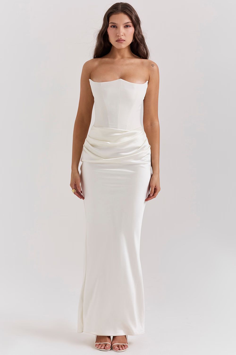 Priscilla | Vestido Largo Palabra Honor Satinado