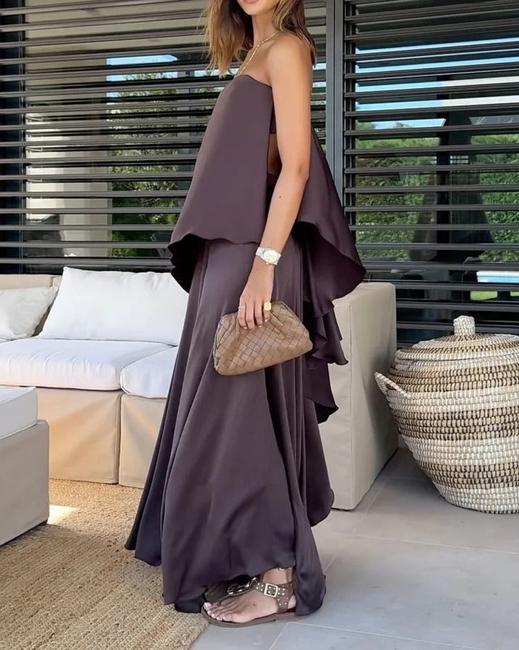 Araceli | Vestido Conjunto 2 Piezas Largo con Capas