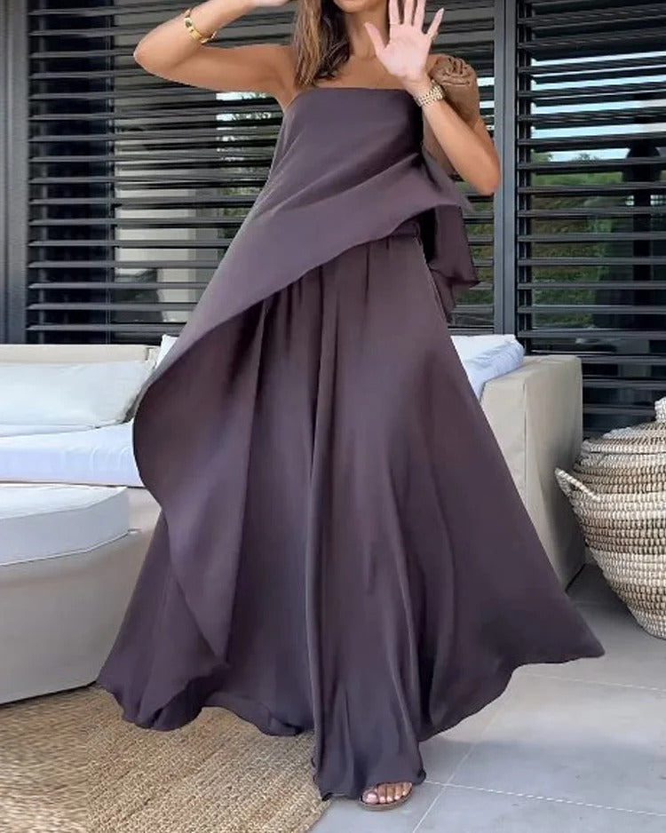 Araceli | Vestido Conjunto 2 Piezas Largo con Capas