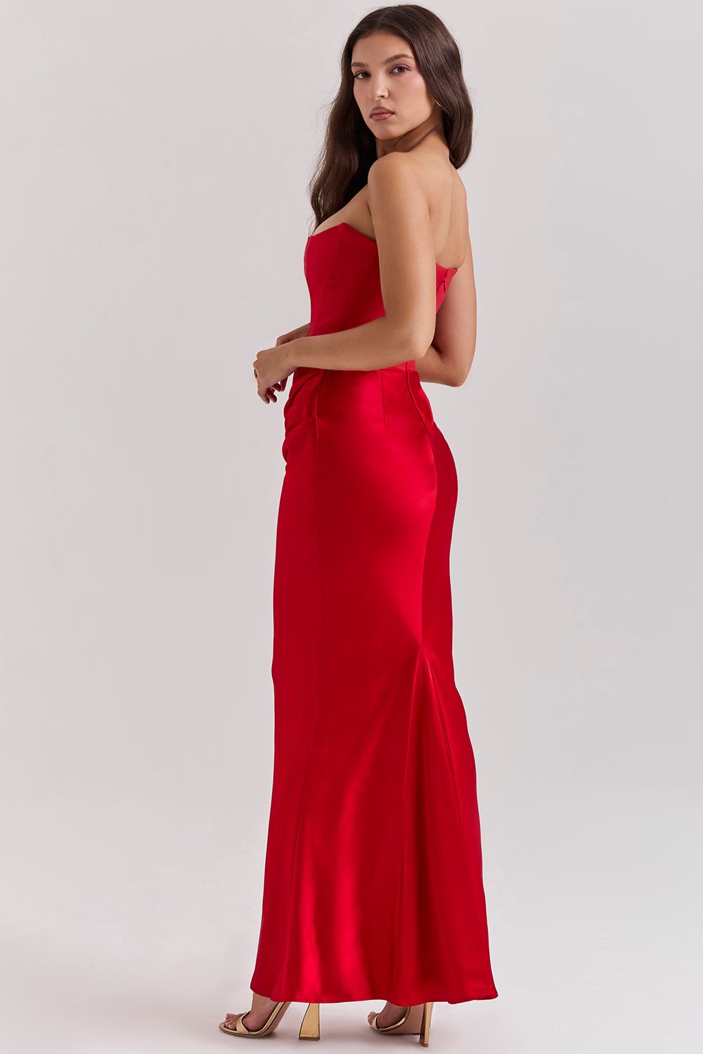 Priscilla | Vestido Largo Palabra Honor Satinado