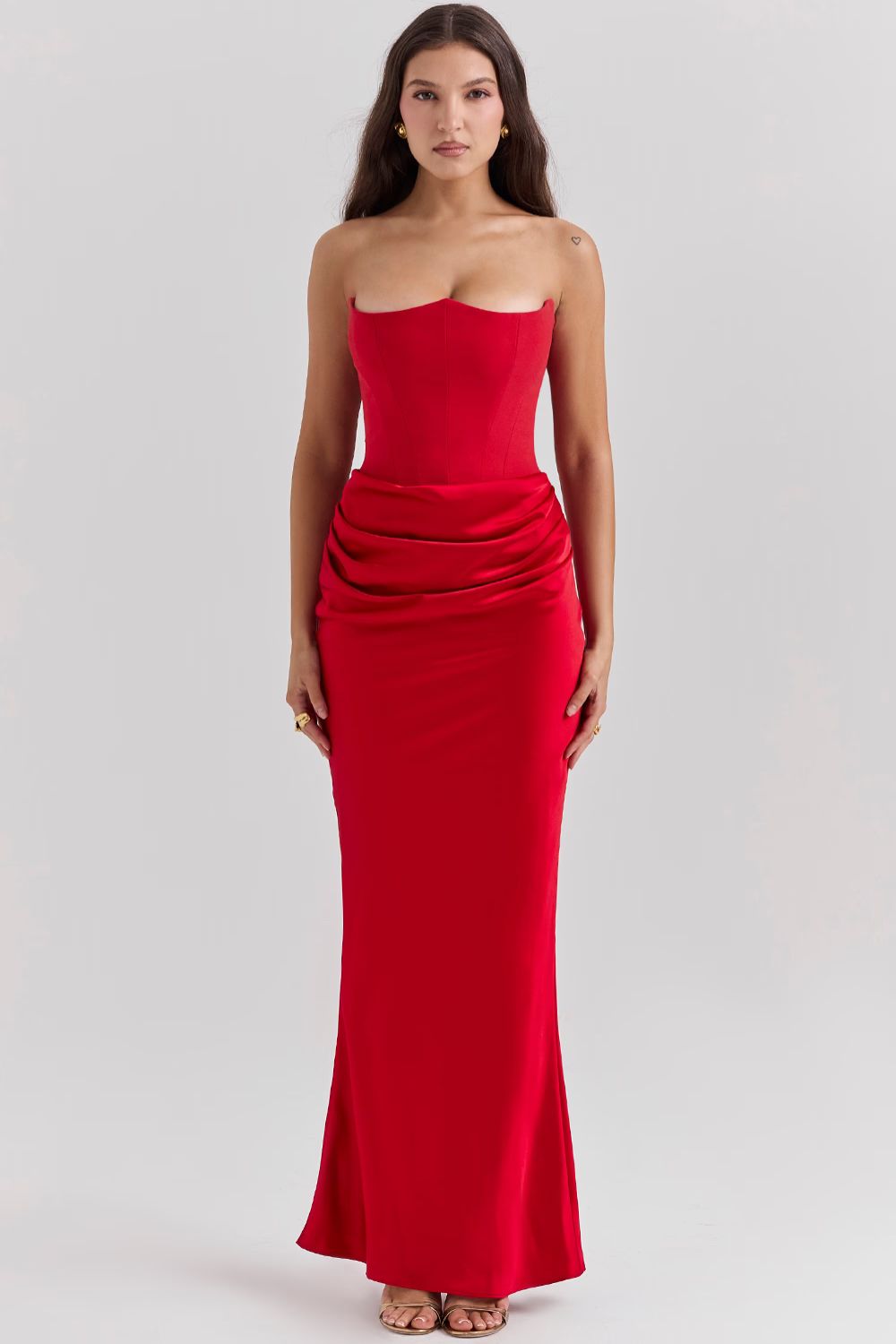 Priscilla | Vestido Largo Palabra Honor Satinado