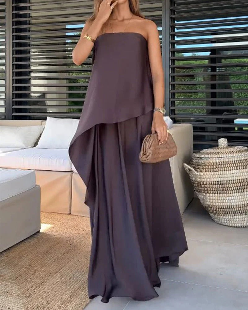 Araceli | Vestido Conjunto 2 Piezas Largo con Capas