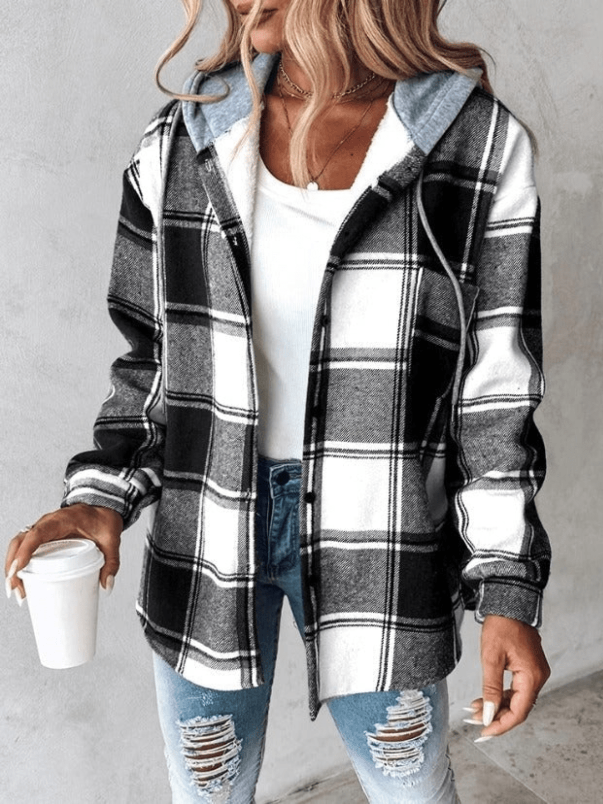 Estefanía | Blusa de Cuadros con Capucha