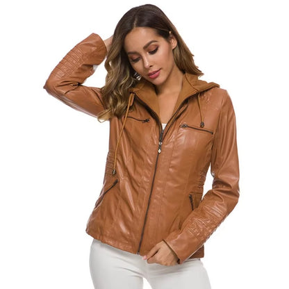 80% | Leandra - Chaqueta de Piel con Capucha