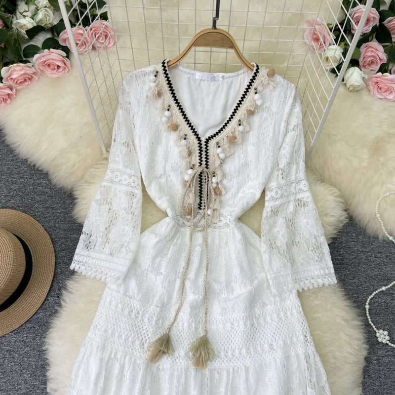 Lilly | Vestido Ibicenco con Mangas de Encaje