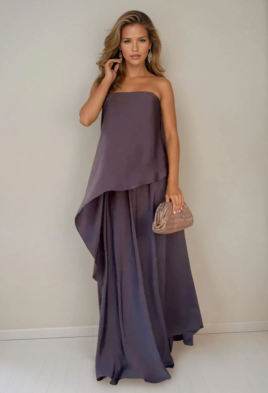 Araceli | Vestido Conjunto 2 Piezas Largo con Capas